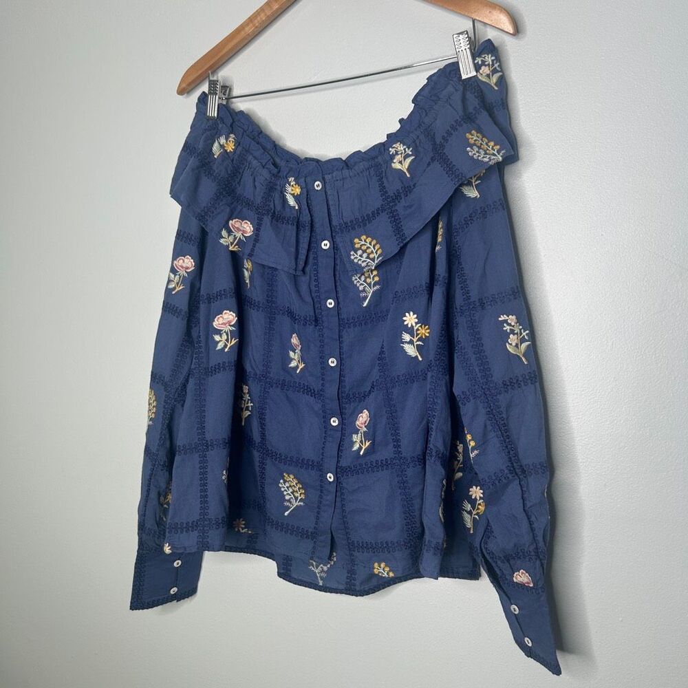 Sezane Garancine Off Shoulder Embroidered Shirt - Picture 6 of 12